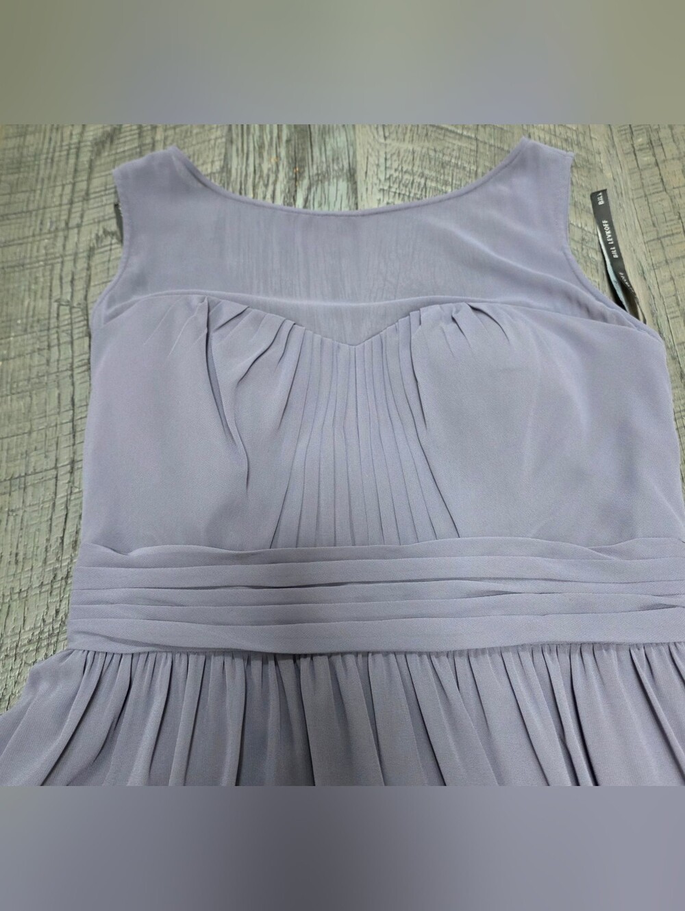 Bill Levkoff Sheer Yoke Pleated Chiffon Maxi Dress in Dusty Mauve (Size :14) - Picture 8 of 10